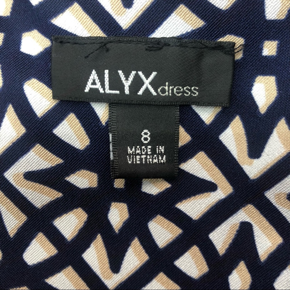 Alyx 🅝🅦🅞🅣 Navy/White/Tan Geometrical Pattern - Fitted Size 8